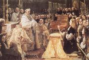 COELLO, Claudio Charles II Adoring the St Sacrament oil on canvas